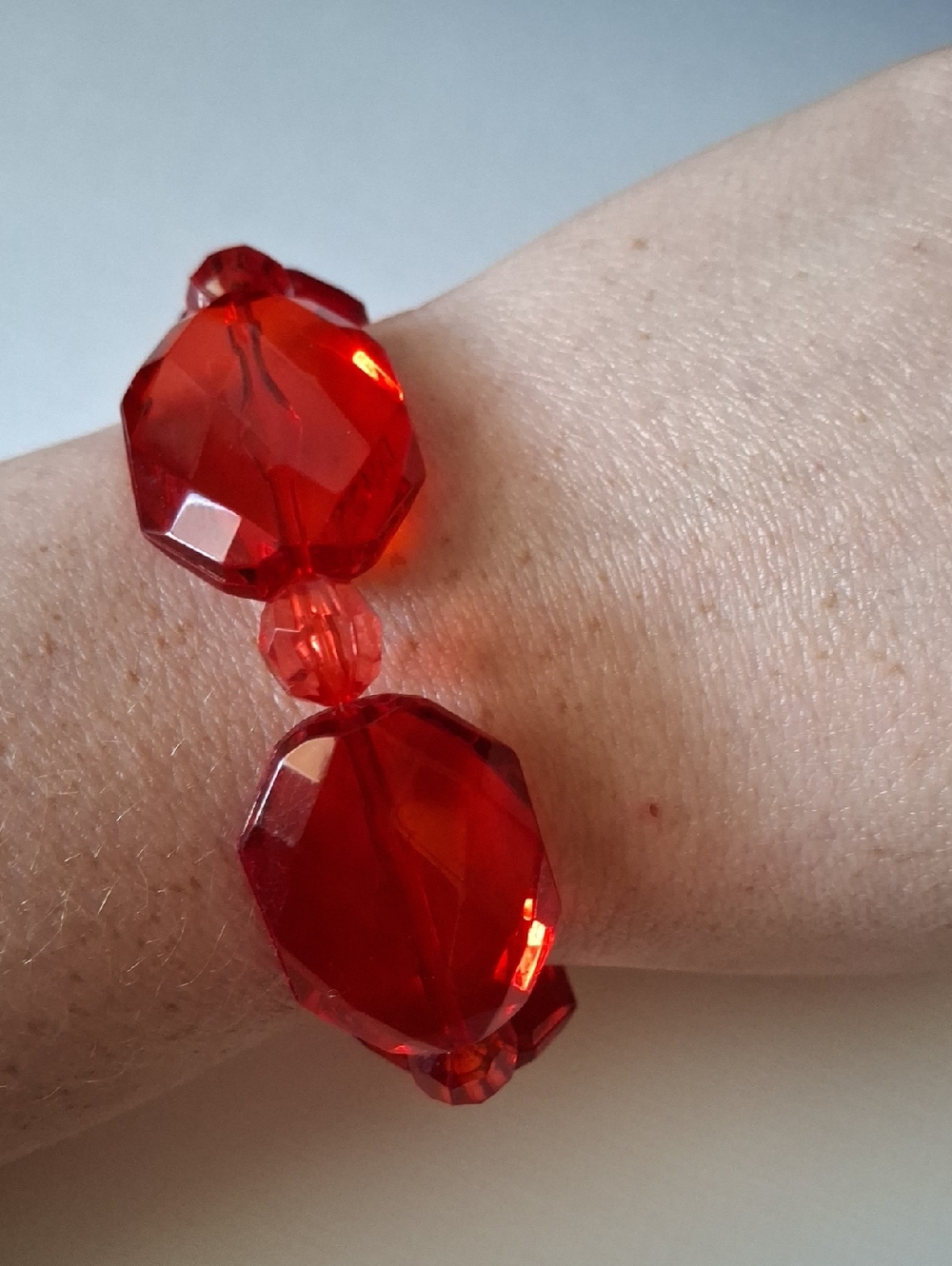 Classic Red Faceted Bead Stretch Bracelet - Women Jewelry